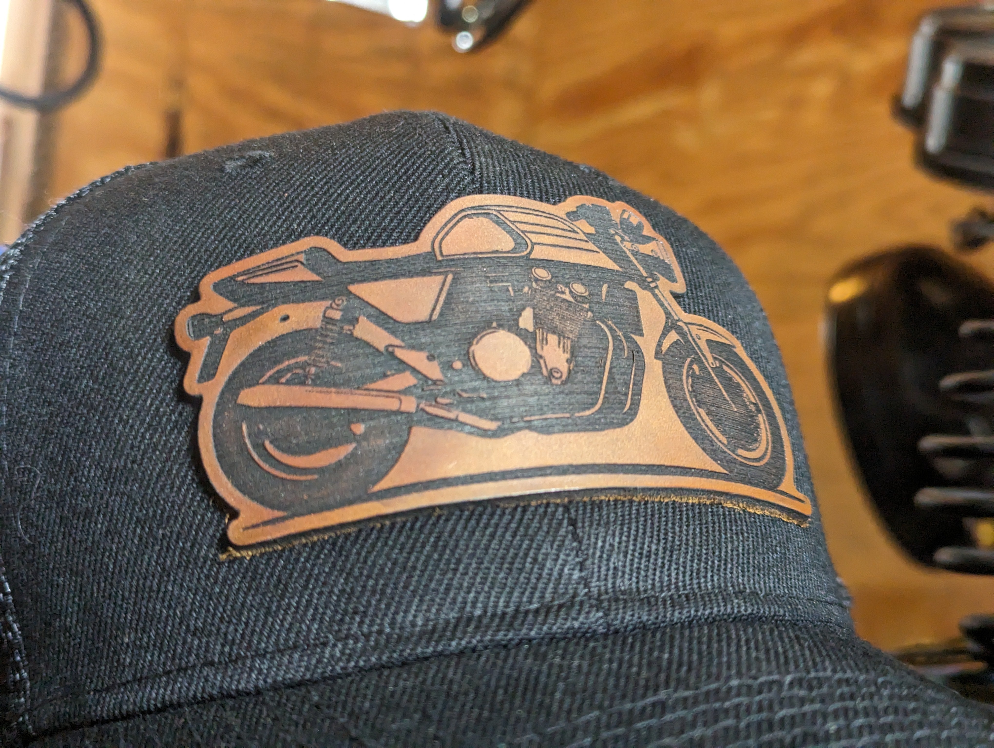 Custom Leather Patch Motorcycle Hats