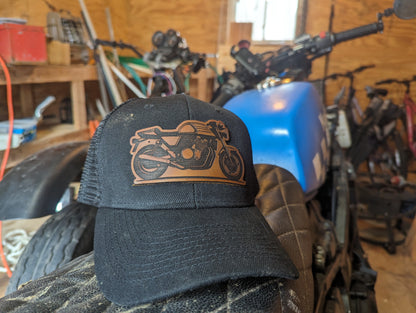 Custom Leather Patch Motorcycle Hats