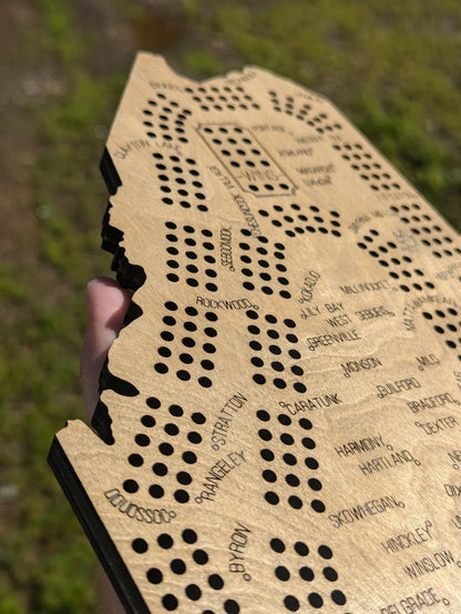 Maine Map Cribbage Board