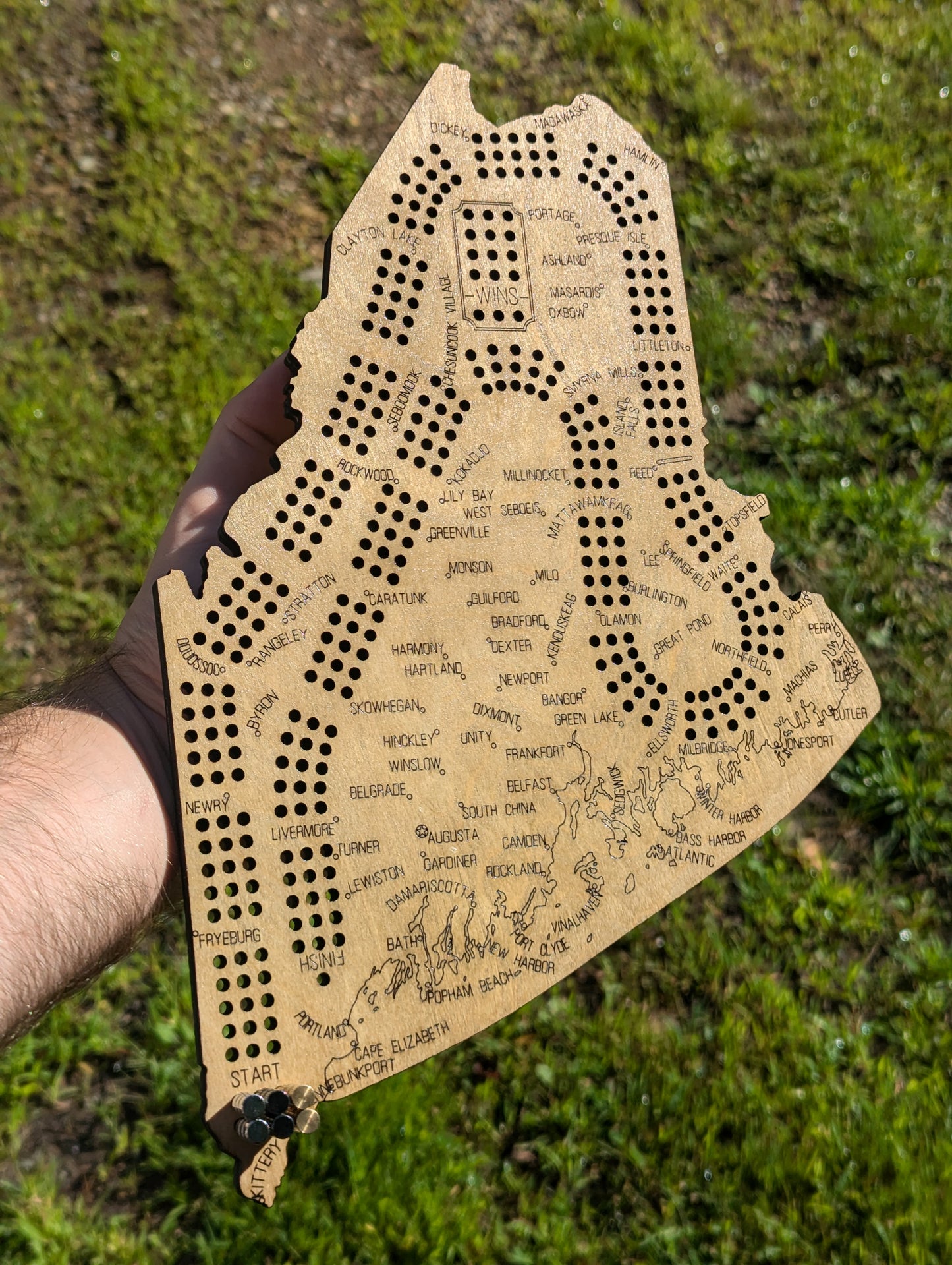 Maine Map Cribbage Board