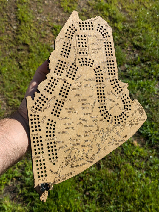 Maine Map Cribbage Board