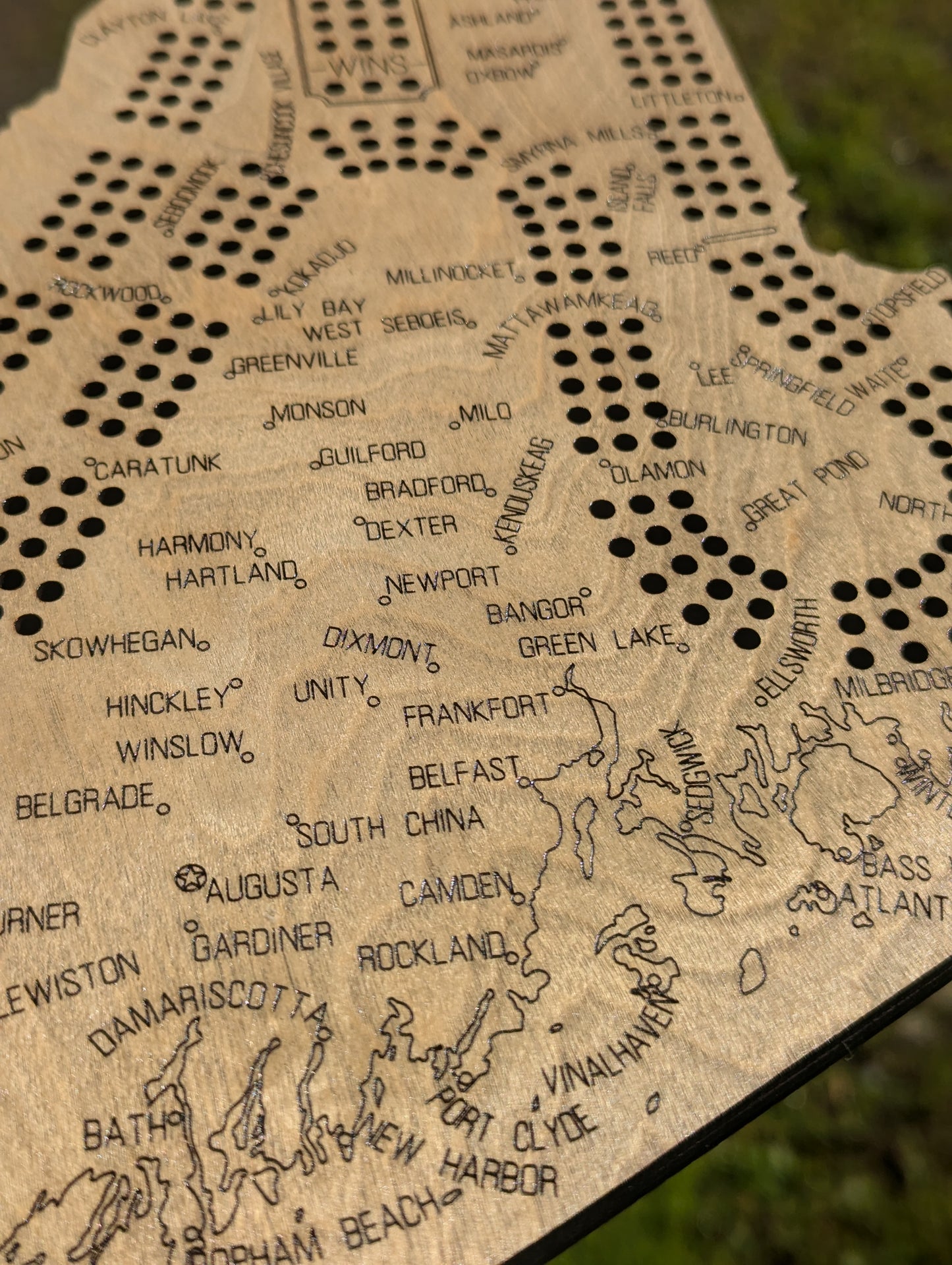 Maine Map Cribbage Board