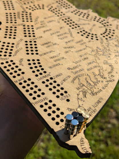 Maine Map Cribbage Board