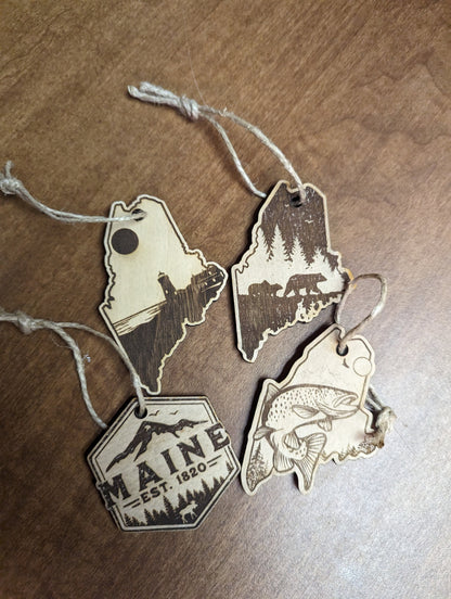 Laser Engraved Maine Ornament Bundle