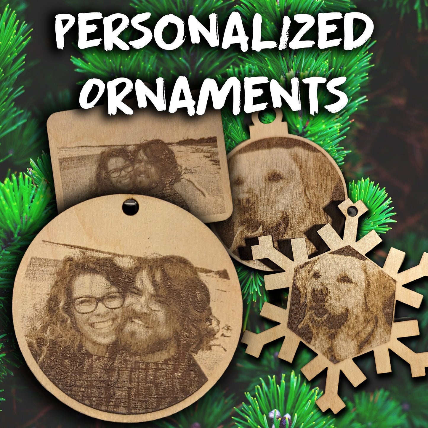 Custom Laser Engraved Wood Ornaments